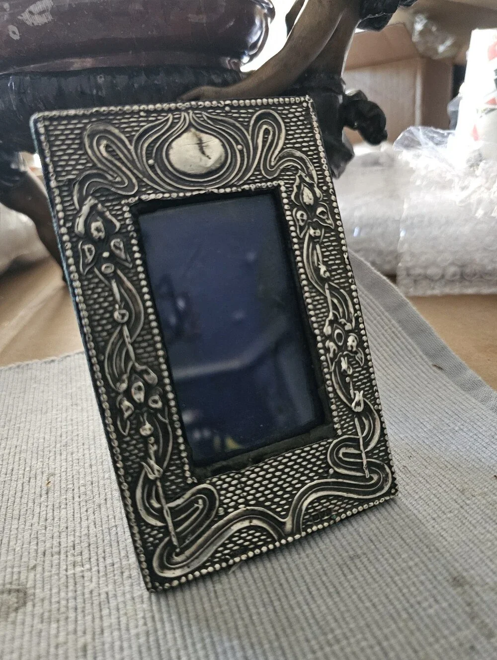 Antique  Sterling SILVER Genuine Art NOUVEAU Miniature Photo Frame